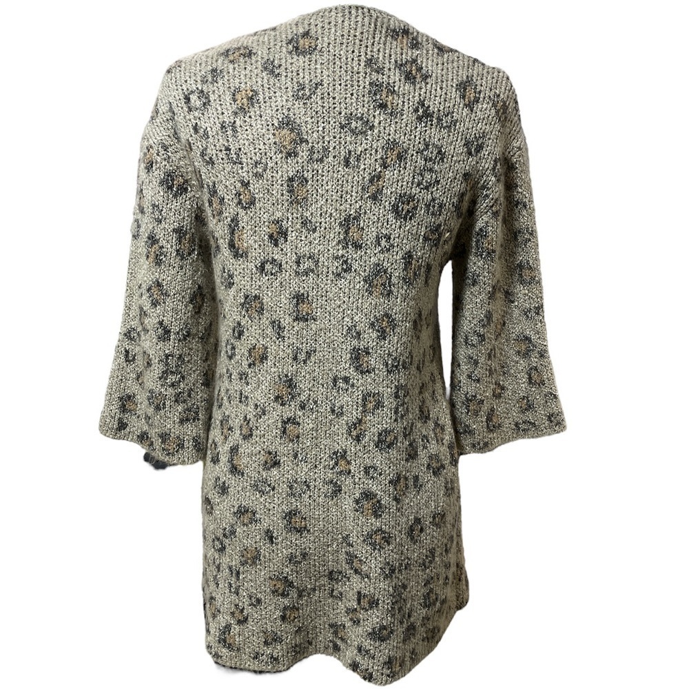 Anthropologie Cupcakes and Cashmere Jacquard Leopard Knit Cardigan Animal Print - Picture 9 of 10